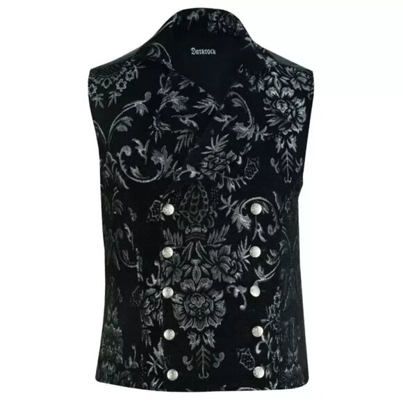 MEN'S VICTORIAN GENTLEMAN'S ARISTOCRAT VEST TAPESTRY STYLISH CASUAL VEST SILVER - Picture 1 of 5